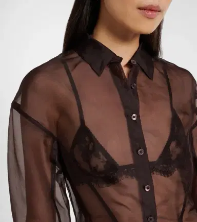 Staud Aida sheer silk organza shirt | Thumbnail 5