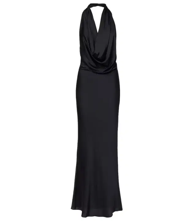 Poppi draped halterneck silk-blend gown
