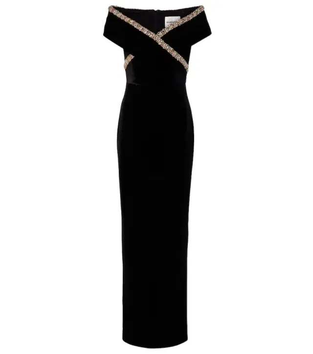 Roland Mouret Embellished velvet gown