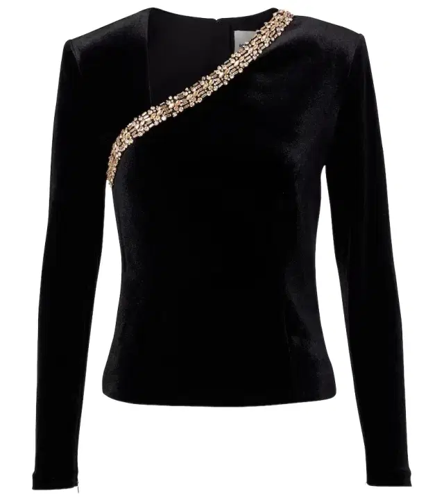 Roland Mouret Asymmetric embellished velvet top