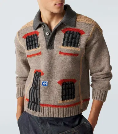 JW Anderson Embroidered wool polo sweater | Thumbnail 3