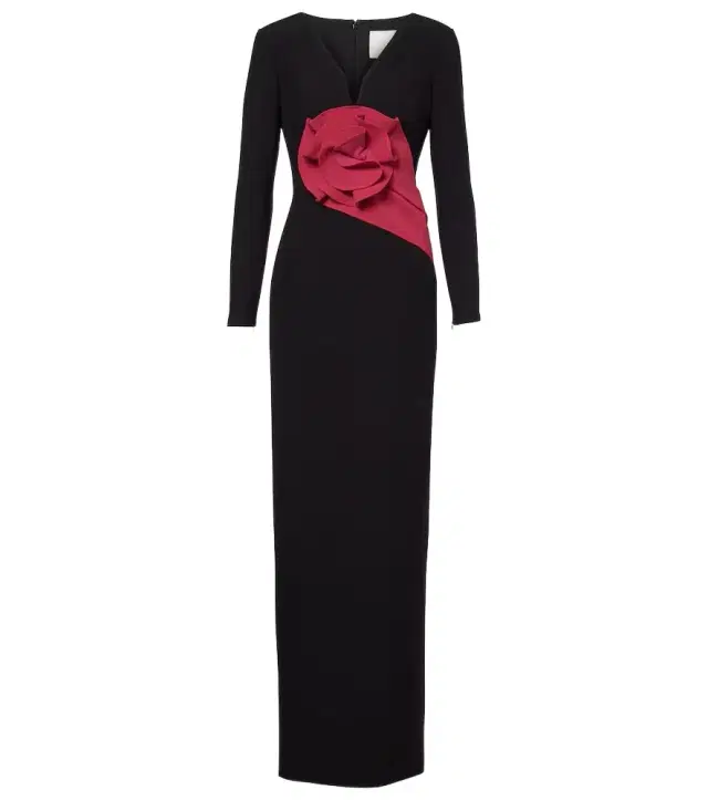 Roland Mouret Floral-appliqué crêpe gown