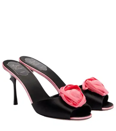 Roger Vivier Rose Vivier 85 floral satin mules | Thumbnail 1