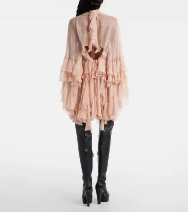 Chloé Chloé Ruffled silk muslin minidress | Thumbnail 4