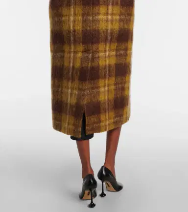 Loewe Checked fringed mohair and wool coat | Thumbnail 2