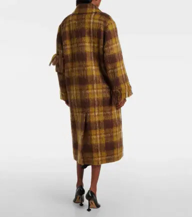 Loewe Checked fringed mohair and wool coat | Thumbnail 3