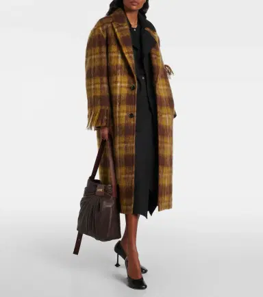 Loewe Checked fringed mohair and wool coat | Thumbnail 5