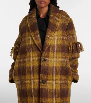 Loewe Checked fringed mohair and wool coat | Thumbnail 6