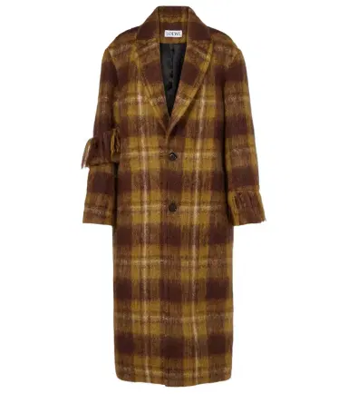 Loewe Checked fringed mohair and wool coat | Thumbnail 1