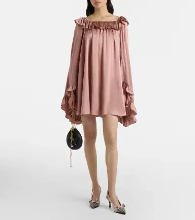 Chloé Chloé Ruffled silk satin minidress | Thumbnail 5