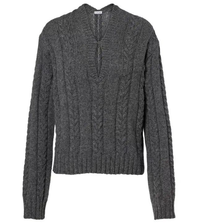 Cable-knit wool mouliné sweater