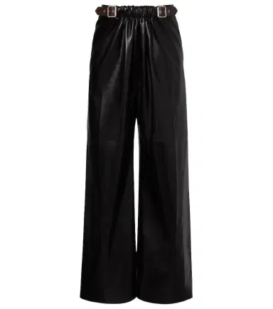 Loewe Gathered leather wide-leg pants | Thumbnail 1
