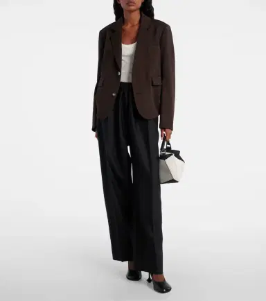 Loewe Gathered wool and silk wide-leg pants | Thumbnail 2 Loewe Gathered wool and silk wide-leg pants | Thumbnail 2
