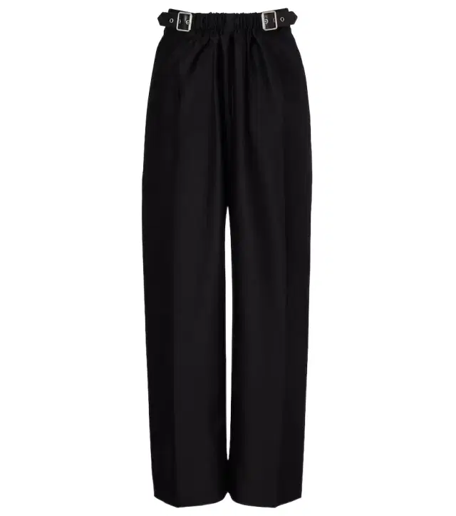 Gathered wool and silk wide-leg pants