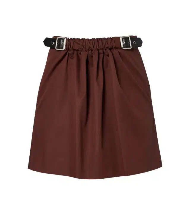 Belted cotton and silk twill miniskirt