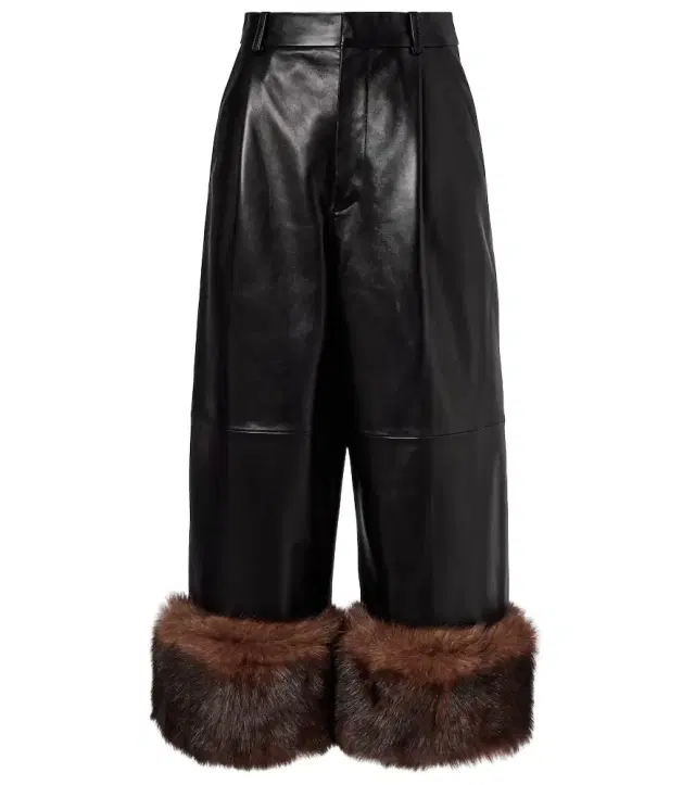 Leather wide-leg pants