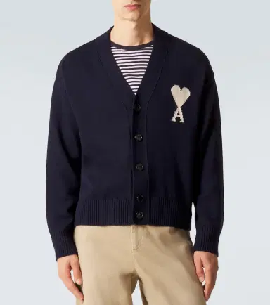 Ami Paris Ami De Caur wool and cotton cardigan | Thumbnail 5