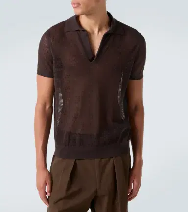 Tom Ford Semi-sheer cotton and silk polo shirt | Thumbnail 4