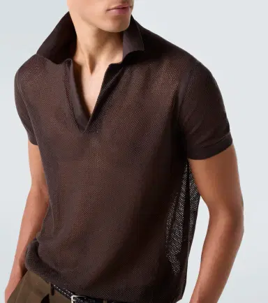 Tom Ford Semi-sheer cotton and silk polo shirt | Thumbnail 5