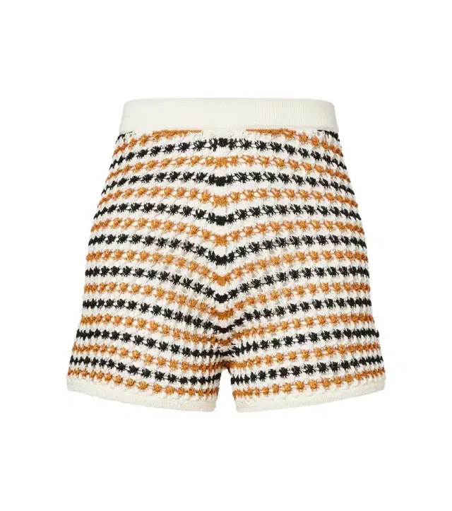 Disco open-knit cotton-blend shorts