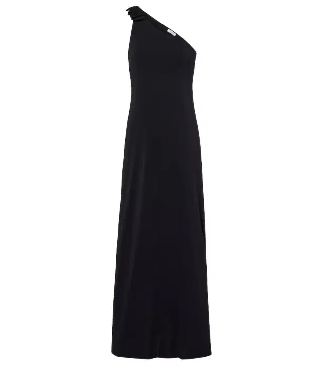 Miss bow-detail one-shoulder maxi dress