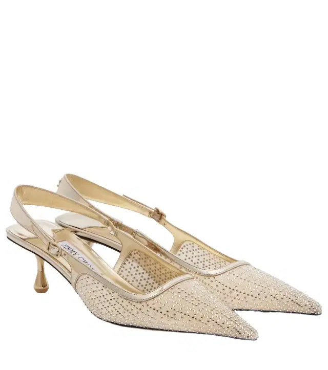 Amel 50 embellished mesh slingback pumps