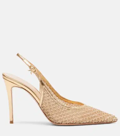 Gianvito Rossi Nikki leather-trimmed slingback pumps | Thumbnail 3 Gianvito Rossi Nikki leather-trimmed slingback pumps | Thumbnail 3