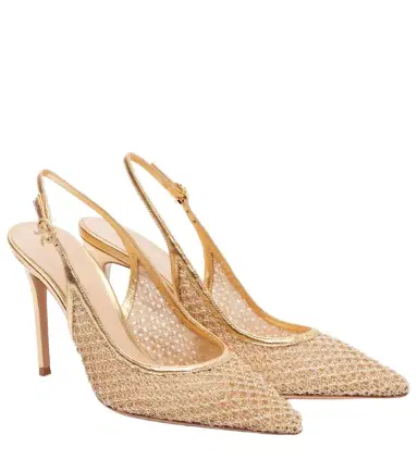 Gianvito Rossi Nikki leather-trimmed slingback pumps | Thumbnail 1 Gianvito Rossi Nikki leather-trimmed slingback pumps | Thumbnail 1