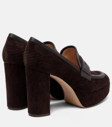 Gianvito Rossi Leather-trimmed corduroy loafer pumps | Thumbnail 3 Gianvito Rossi Leather-trimmed corduroy loafer pumps | Thumbnail 3