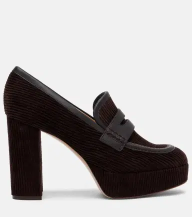 Gianvito Rossi Leather-trimmed corduroy loafer pumps | Thumbnail 4 Gianvito Rossi Leather-trimmed corduroy loafer pumps | Thumbnail 4