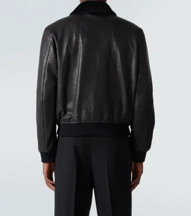 Saint Laurent Shearling-trimmed leather bomber jacket | Thumbnail 7 Saint Laurent Shearling-trimmed leather bomber jacket | Thumbnail 7