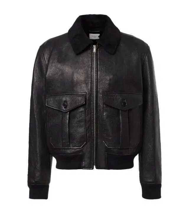 Saint Laurent Shearling-trimmed leather bomber jacket