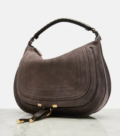 Chloé Chloé Marcie leather-trimmed suede shoulder bag | Thumbnail 2 Chloé Chloé Marcie leather-trimmed suede shoulder bag | Thumbnail 2