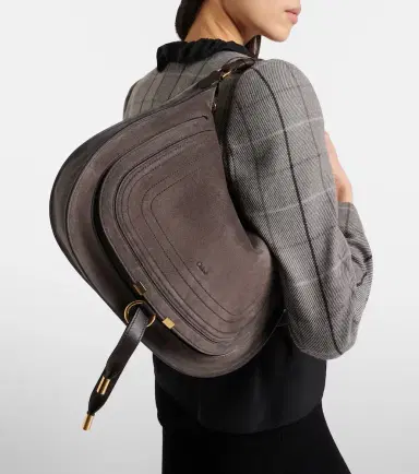 Chloé Chloé Marcie leather-trimmed suede shoulder bag | Thumbnail 5 Chloé Chloé Marcie leather-trimmed suede shoulder bag | Thumbnail 5