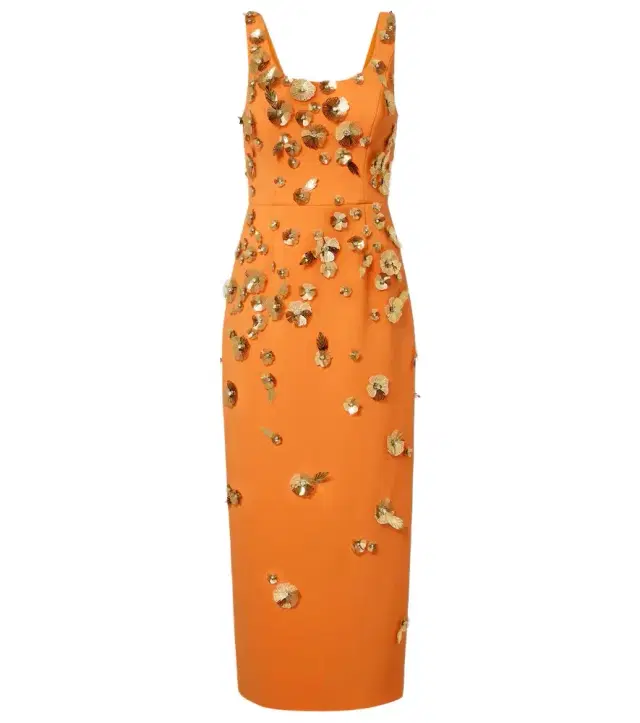 Floral-appliqué cocktail dress
