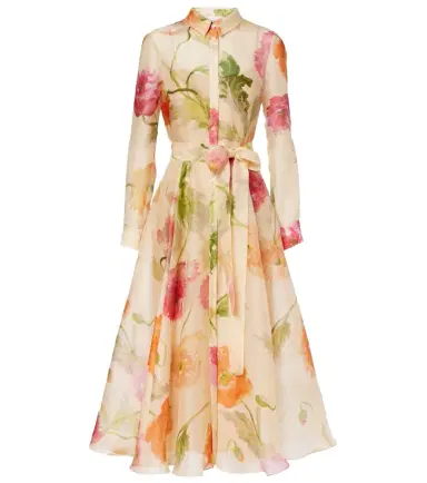 Carolina Herrera Belted floral silk shirt dress | Thumbnail 1 Carolina Herrera Belted floral silk shirt dress | Thumbnail 1