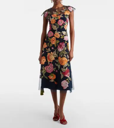 Carolina Herrera Floral sequined tulle midi dress | Thumbnail 2