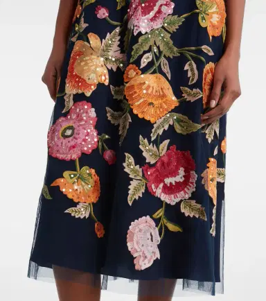 Carolina Herrera Floral sequined tulle midi dress | Thumbnail 4
