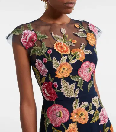Carolina Herrera Floral sequined tulle midi dress | Thumbnail 5
