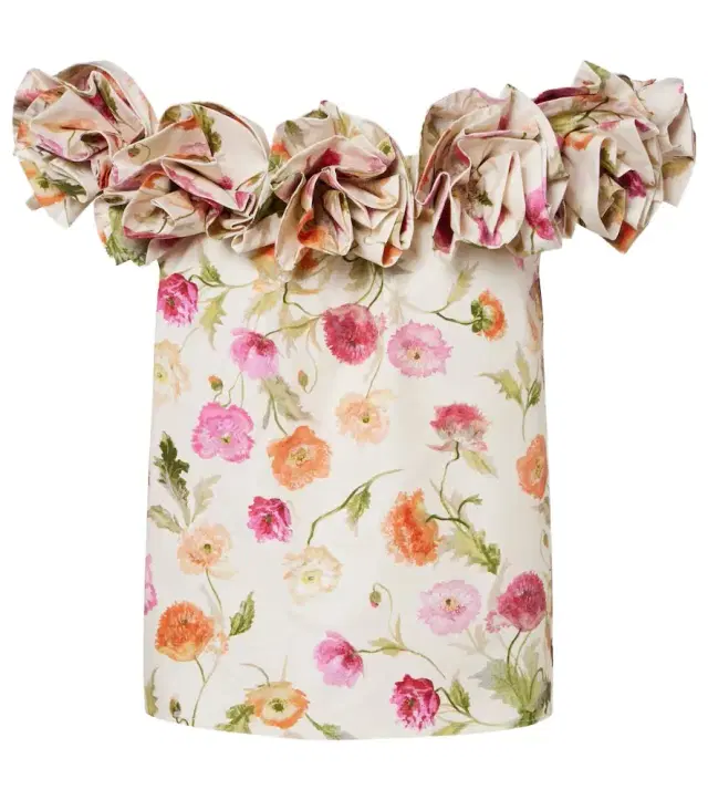 Carolina Herrera Floral-appliqué off-shoulder cotton-blend top