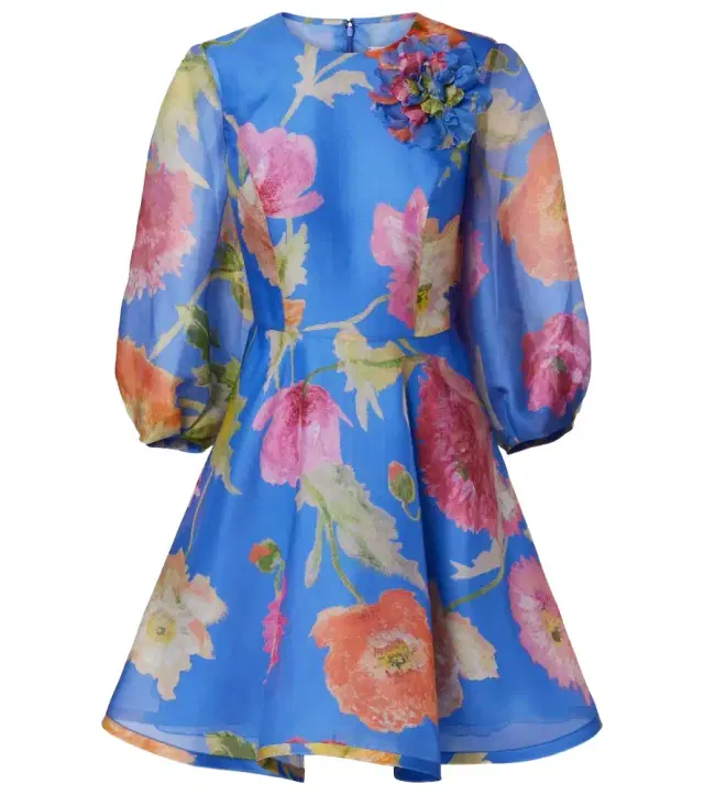 Floral silk organza minidress