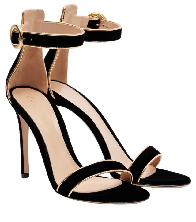 Gianvito Rossi 105 leather-trimmed velvet sandals