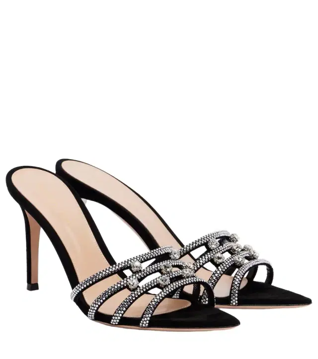 Gianvito Rossi Elizabeth crystal-embellished suede mules