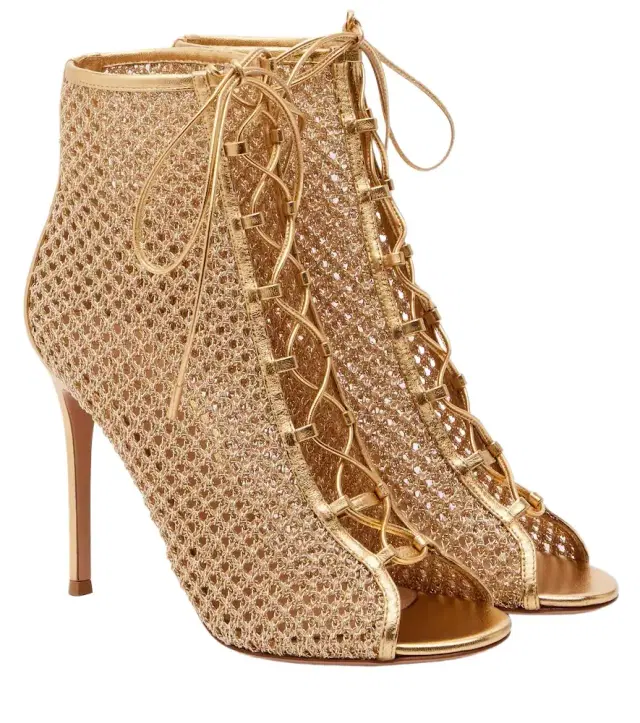 Gianvito Rossi 105 metallic leather-trimmed sandals