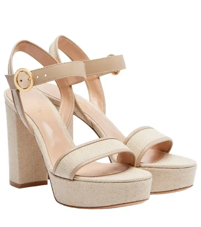 Gianvito Rossi Milos leather-trimmed canvas platform sandals