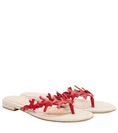 Gianvito Rossi Canvas and leather thong sandals | Thumbnail 1