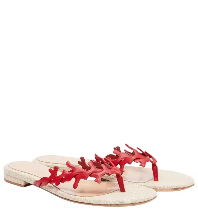 Gianvito Rossi Canvas and leather thong sandals