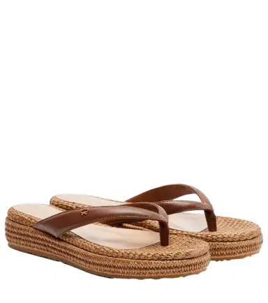 Gianvito Rossi Tahiti jute-trimmed leather platform thong sandals | Thumbnail 1 Gianvito Rossi Tahiti jute-trimmed leather platform thong sandals | Thumbnail 1