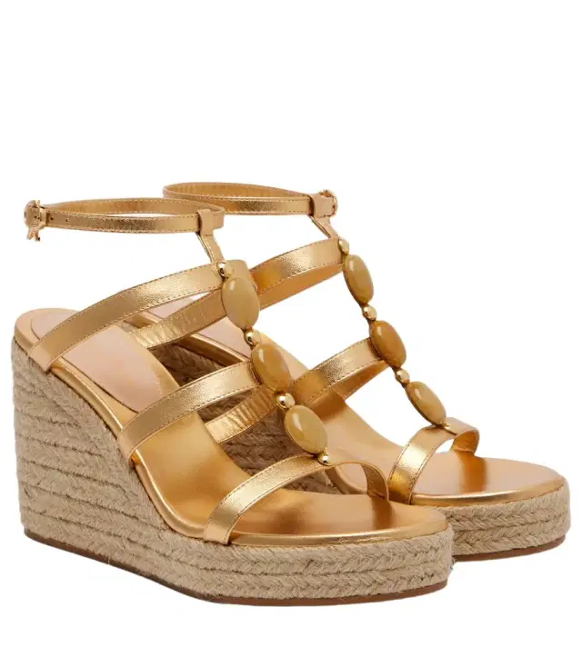 Gianvito Rossi Shanti leather espadrille wedges