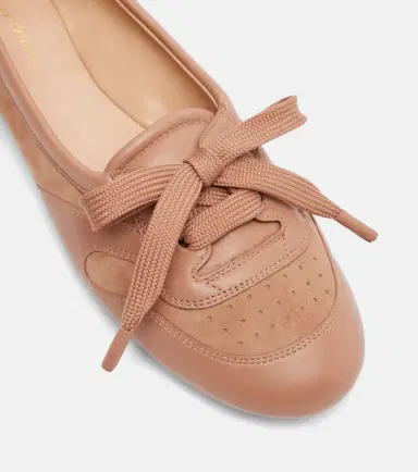 Gianvito Rossi Vault leather-trimmed suede ballet flats | Thumbnail 2